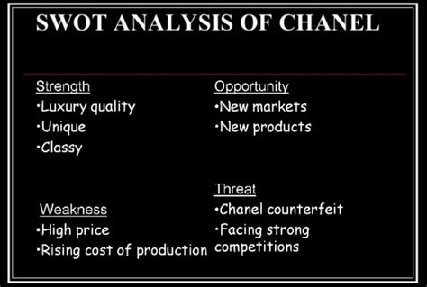 swot of chanel|Chanel brand analysis.